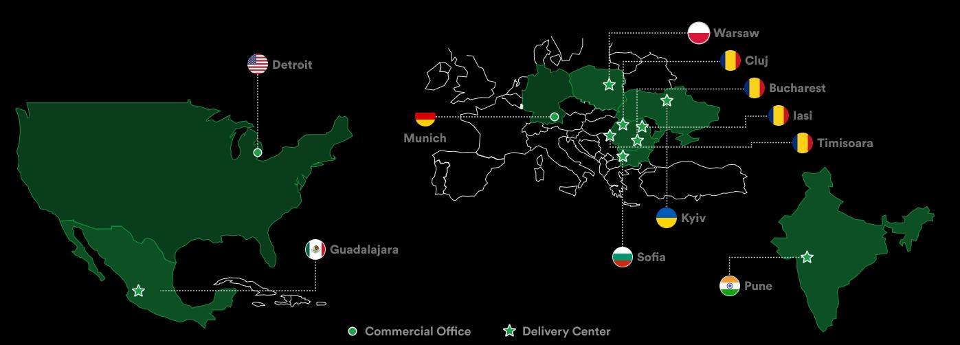 Map of rinf.tech offices and delivery centers around the world